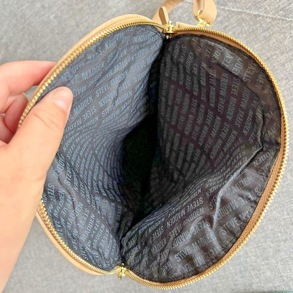 Steve Madden Crossbody Bag Tan Saddle Messenger Handbag Purse Faux Leather Suede - Picture 9 of 14